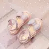 Sandalias de Moño para Niños 2025 Verano Nuevo Estilo Coreano Moda para Niños Grandes Perla Pedrería Sandalias de Princesa Modernas
