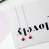 Pendientes largos de plata de ley s925 con forma de corazón rojo, con temperamento coreano, con borlas y forma de corazón de melocotón.