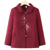 Estilo Nuevo Primavera y Otoño Ropa para Abuela de 70 Años Chaqueta Bordada Retro Holgada de Longitud Media Ropa para Mujeres de Mediana Edad Top Estilo Chino