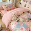 Juego de ropa de cama de tres piezas de algodón puro para dormitorio universitario, sábana individual, funda de edredón, sábana bajera ajustable, ropa de cama modelo nuevo 2026