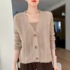 Zhenrong~ Cárdigan de Punto Hueco Herbalife 75% Cachemira + 25% Seda de Morera Cárdigan de Punto Chaqueta Suéter Ligera para Mujer