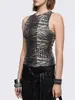 Regata Y2k estilo punk escuro com estampa de tigre, modelagem justa, que valoriza a silhueta, regata feminina sem mangas para o verão