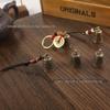 Bronze Coração Sutra Sino Vento Sino Pingente Imitação Latão Vintage Keychain Pingente Auspicioso Vintage Sino de Latão Decoração Suspensa
