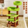 Árbol para gatos grande de madera de una sola pieza, estructura para trepar gatos, casa para gatos, poste rascador, estante para gatos tipo cápsula que ahorra espacio, venta al por mayor para exportación