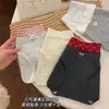 Pantaletas de algodón puro para niñas, color de contraste, empalme, dulces, 10A antibacterianas, transpirables, entrepierna extendida, de cintura media, que se ajustan a la cadera, para mujer