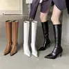 Botas Largas Chuyuji Marrones para Mujer, Botas Ajustadas, Botas Nuevas de Tacón Alto, Botas de Caña Alta, Botas Adelgazantes de Punta Fina