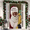 Cubierta de Puerta de Tela Elástica Cubierta de Puerta de Navidad Alegre Transfronteriza Tapiz Fondo de Tela de Regalo de Papá Noel para Fiesta Festiva
