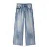 Calça Jeans Mu Qiu Masculina 445g Algodão Puro Pesado Sarja Efeito Salpico de Tinta Calça Longa Masculina Estilo Old Money para o Dia a Dia