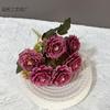 Simulación Rosa Ramo Pequeño 6 Rosas de Loto Decoración Europea para el Hogar Flor Artificial Utilería para Fotografía de Paisaje de Ventana