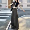 Pantalones de traje retro estilo americano, corte holgado, cintura alta, pierna ancha, pantalones casuales para mujer, pantalones de pierna recta para otoño, pantalones versátiles de largo completo