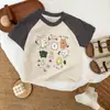 Ropa de Bebé de Verano Elegante con Estampado de Dibujos Animados de Manga Corta Estilo Nuevo Ropa para Bebés Camiseta Casual Versátil Top de Media Manga para Niños