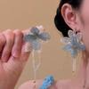 Pendientes de Flor de Color Contrastante Estilo Chino Pendientes Geométricos de Gota de Agua Redondos Estilo Retro de Hong Kong Joyería de Oreja Sencilla de Gama Alta de Nicho