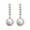 Brincos Pequenos de Pérola Longa Ultrapolida com Diamantes Fragrantes em Estilo Francês, com Design Retrô de Luxo Leve, Brincos Únicos e Versáteis
