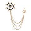 Broche de corona de estilo británico para hombre coreano, cadena cruzada, alfiler, insignia, ramillete vintage para mujer, accesorios
