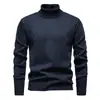 Oferta especial: Suéter Casual Espesso com Forro de Fleece Outono/Inverno 2026 para Homens, Camisa Base de Tricô Quente com Gola Alta Jacquard para Homens