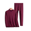 Conjunto de veludo alemão dupla face base camada masculina gola alta meia manga camiseta masculina com veludo extra espessado roupa íntima temperatura constante quente