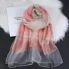 Lenço de Seda com Estampa de Folhas Novas Primavera/Verão 2026 para Mulheres, Xale Decorativo Fino Versátil para o Verão, Lenço Longo