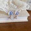 Pendientes Retro Azules con Flores Francesas para Mujer, Suaves y Elegantes de Primavera, Pendientes de Alta Gama, Nuevo Estilo 2025