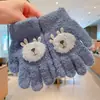 Guantes de Dedos Lindos para Niños Niñas Invierno Prueba de Frío Cálido Juego de Cinco Dedos Conjunto Completo de Dedos Tejido para Bebé Niños de Invierno