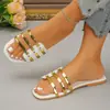 Sandalias planas de mujer tipo slip-on extragrandes, nuevo estilo verano 2026, chanclas de playa con remaches retro