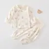 Ropa para bebé para primavera y otoño, conjunto dividido para recién nacidos, top y pantalones de algodón puro para otoño, Clase A, para niños y niñas de 0 a 3 años, ropa de otoño, ajustado