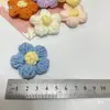 Flores Feitas à Mão DIY Flores Bufantes 4cm Crochê com Fio Feito à Mão Flores de Fio Fofas Acessórios para Roupas Bolsas Suéteres
