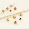 Contas Redondas de Aço Inoxidável Gravadas Revestimento a Vácuo Ouro 18K Espaçador com Furo Passante Padrão Estrela Colorfast Contas Soltas DIY