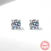 Pendientes de Plata 925 Clásicos de Cuatro Garras con Moissanita Pendientes de Moissanita Color D Exquisitos Elegantes Simples Fabricante de Pendientes Venta al por mayor