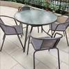 Mesa e Cadeira de Exterior com Combinação de Guarda-Sol Pátio Jardim ao Ar Livre Mesa e Cadeira Conjunto de Três Peças Casa Lazer ao Ar Livre Varanda Mesa Dobrável