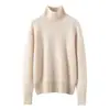 Al por mayor de fábrica, cuello alto, hombro raglán, manga larga, jersey de color liso, versátil y moderno, nuevo suéter de punto básico para otoño e invierno