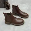 Botines Chelsea de piel lavada hechos a mano, nueva colección otoño/invierno 2026, de tacón plano, suela blanda, caña corta, botines de piel auténtica para mujer