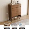 Zapatero para recibidor de casa, mueble de almacenamiento interior de color madera maciza estilo chino nuevo, zapatero integrado de pared