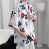 Camisa Vintage Estilo Hong Kong Flor Vintage Manga Corta Estilo Tailandés Hawaiano Sensación Duppies Atractiva Camisa Holgada para Hombres y Mujeres