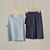 Conjunto de Algodão e Seda Infantil Pronto para Usar, Lavável, Não Encolhe, Conjunto de Regata e Shorts de Viscose para Meninos e Meninas, Estilo Verão para Crianças Mais Velhas
