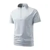 98936 Camisa Polo Verano Talla Grande Camiseta de Seda Helada Manga Corta Elástica Resistente a las Arrugas Talla Extra Casual Cuello Alto Sin Costuras Media