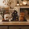 Adornos Transfronterizos de Productos de Madera, Set de Tres Piezas de Fantasma de Halloween Adornos de Escritorio de Madera Mercado de Pequeños Productos de Yiwu Wholesale Exclusivo