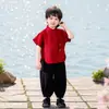 Conjunto Hanfu de Verão 2026 para Meninos, Novo Estilo Chinês Tang Suit, Conjunto de Duas Peças Curta Manga para Performance Infantil Estilo Nacional