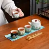 Juego de Té Kung Fu de Cerámica para Uso Doméstico, Tetera y Tazas de Té con Diseños Pintados a Mano, Regalos Corporativos y Souvenirs