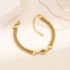 Pulsera sencilla estilo INS europeo y americano chapada en oro real de 18K con circonita Ojo del Diablo cadena de tres capas pulsera de acero inoxidable 316L