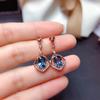 Celebridad de Internet En Vivo Nuevos Imitación Topacio Azul Natural de Londres Pendientes para Mujer Chapado en Oro Rosa de 14K Pendientes Joyería para Oreja