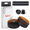 Fita de Guidão de Bicicleta de Estrada Npy com Bolinhas Couro Bicolor Perfurado Tira de Guidão de Bicicleta Absorvente de Choque Respirável Perfurada Tira de Guidão de Bicicleta Fixa