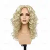 Cabelo longo, ondulado, dourado e cacheado, repartido no meio, para festas e decoração, peruca de beleza [personalizado]
