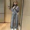 Estilo Pequeña Mamá Primavera/Otoño Nuevo Conjunto con Cremallera Lateral 2026 para Mujer Sudadera con Capucha de Manga Larga y Cuello Alto Pantalones de Pierna Ancha Conjunto de Dos Piezas