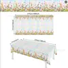 Mantel de cuadros a rayas de colores de Pascua mantel desechable de PE mantel de huevo y conejo mantel para fiesta navideña