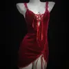 Festival da Primavera Desejo Puro Lingerie Sexy Estilo Desejo Puro Uniforme Saia Bodycon Vermelha Pijama Conjunto Feminino Qqny
