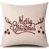 Funda de Almohada Árbol de Navidad Transfronterizo Amazon Cuadros Reno Directo de Fábrica Imitación Lino Funda de Cojín para Sofá