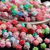 Cuentas de Flor de Rosa Sintética con Relieve de Polvo Multicolor de 6 mm y 8 mm con Agujeros Horizontales Accesorios para Joyería Estilo Antiguo DIY