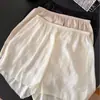 7602 Shorts de Seguridad de Seda de Hielo Dos en Uno Minimalistas Satinados Tipo Perla para Mujer, Estilo Delgado de Verano Anti-Exposición
