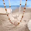Colar Retro Estrela do Mar Tartaruga Miçangas Europeu e Americano para Mulheres, Conjunto de Duas Peças, Estilo Doce e Fofo de Camada Dupla, Acessório de Corrente de Clavícula em Camadas