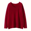 Suéter de Tricô Cashmere Feminino Novo Outono/Inverno Gola V Tricô Solto Pulôver Versátil Clássico Aparência Emagrecedora